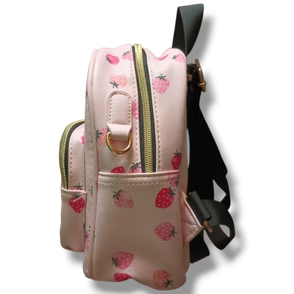 Claire's Strawberry Mini Faux Leather Backpack - Picture 3 of 9